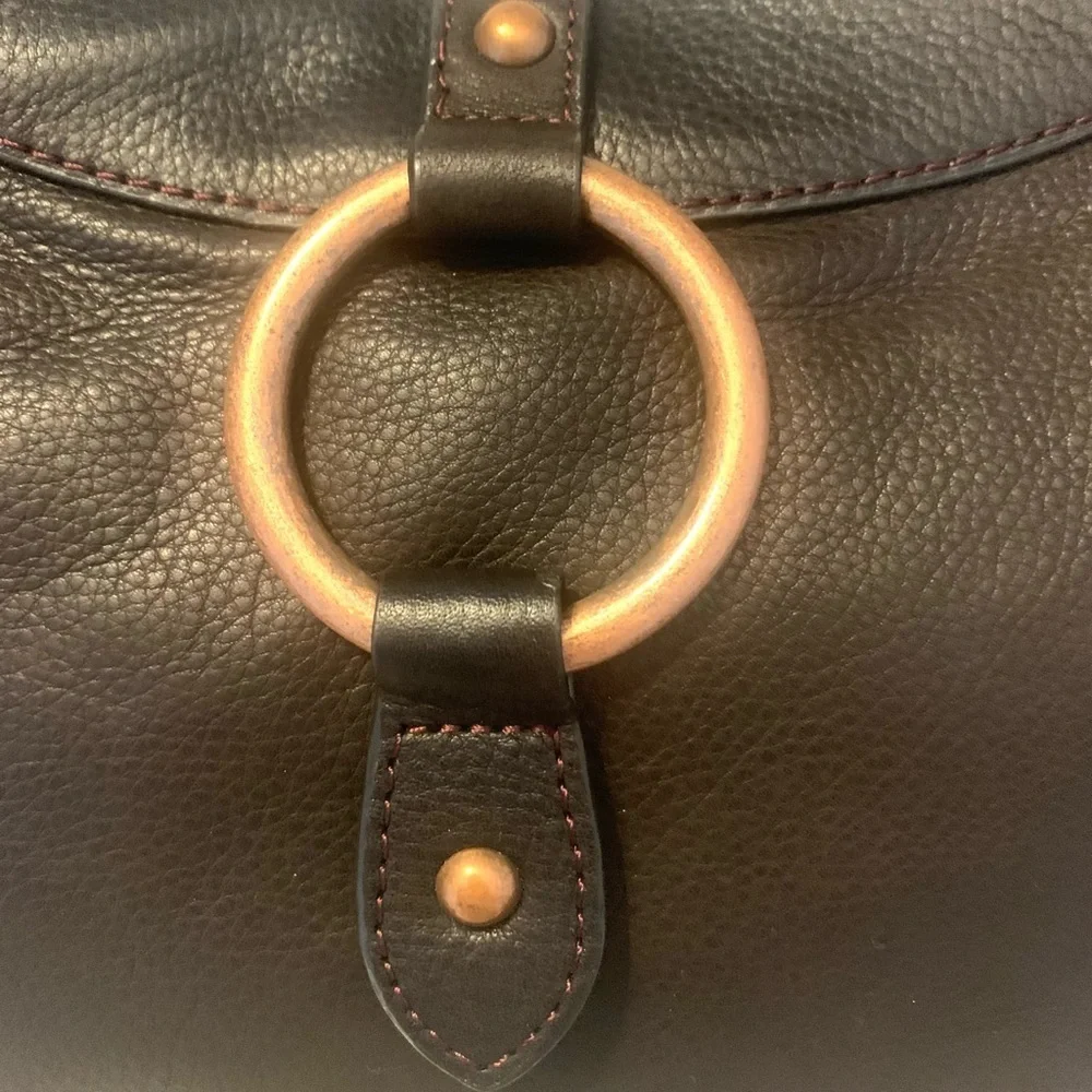 KATE LANDRY Brown Large Leather Hobo Shoulder Handbag